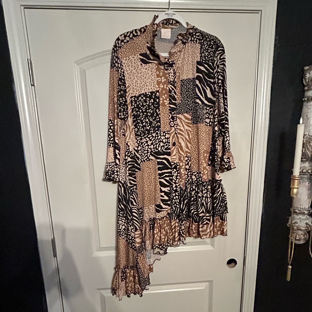 Zadie B’s Leopard Hi/Lo Ruffle Tunic. Sz. XL